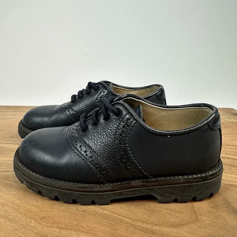 Little Kids Elefanten Navy Leather Dress Oxford Saddle Shoes Sz EU 25 US 8.5 GUC